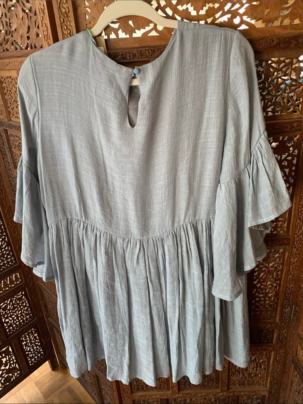 Boho Embroidered Light Blue Women’s Dress - Picture 5 of 5